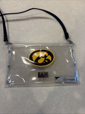 Little Earth Clear Crossbody Bag with Black Strap and Yellow Logo